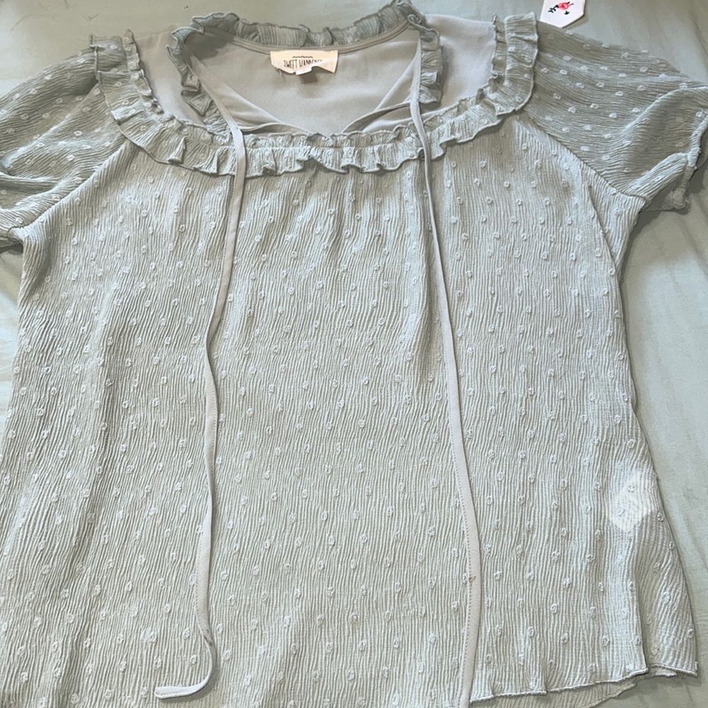 Semi-sheer short sleeved formal top